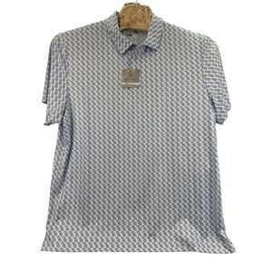 PGATOUR Pro Series Mens XXL Athletic Fit Polo Shirt Blue Pineapple AOPrint